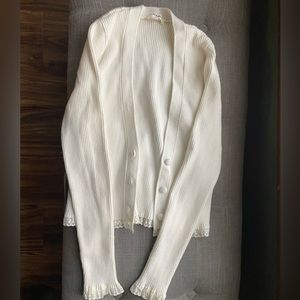 For Love & Lemons Nina cropped white cardigan